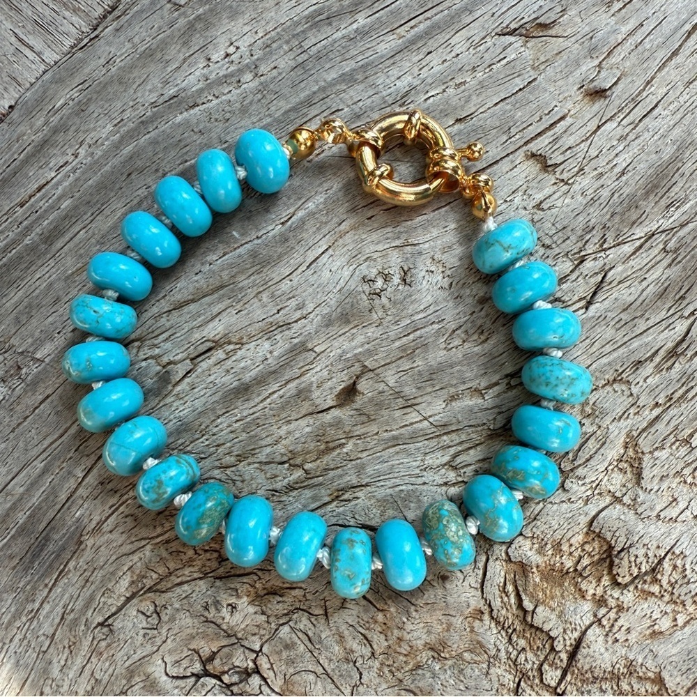 Turquoise Beaded Bracelet with Gold Filled Clasp